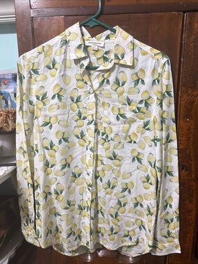 beachlunchlounge Yellow Lemon Print Shirt Size Small